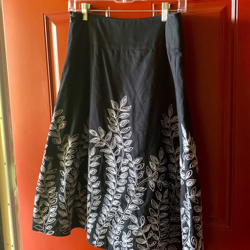 Black Embroidered Cotton Skirt
